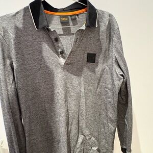 BOSS Charcoal Long Sleeve Polo